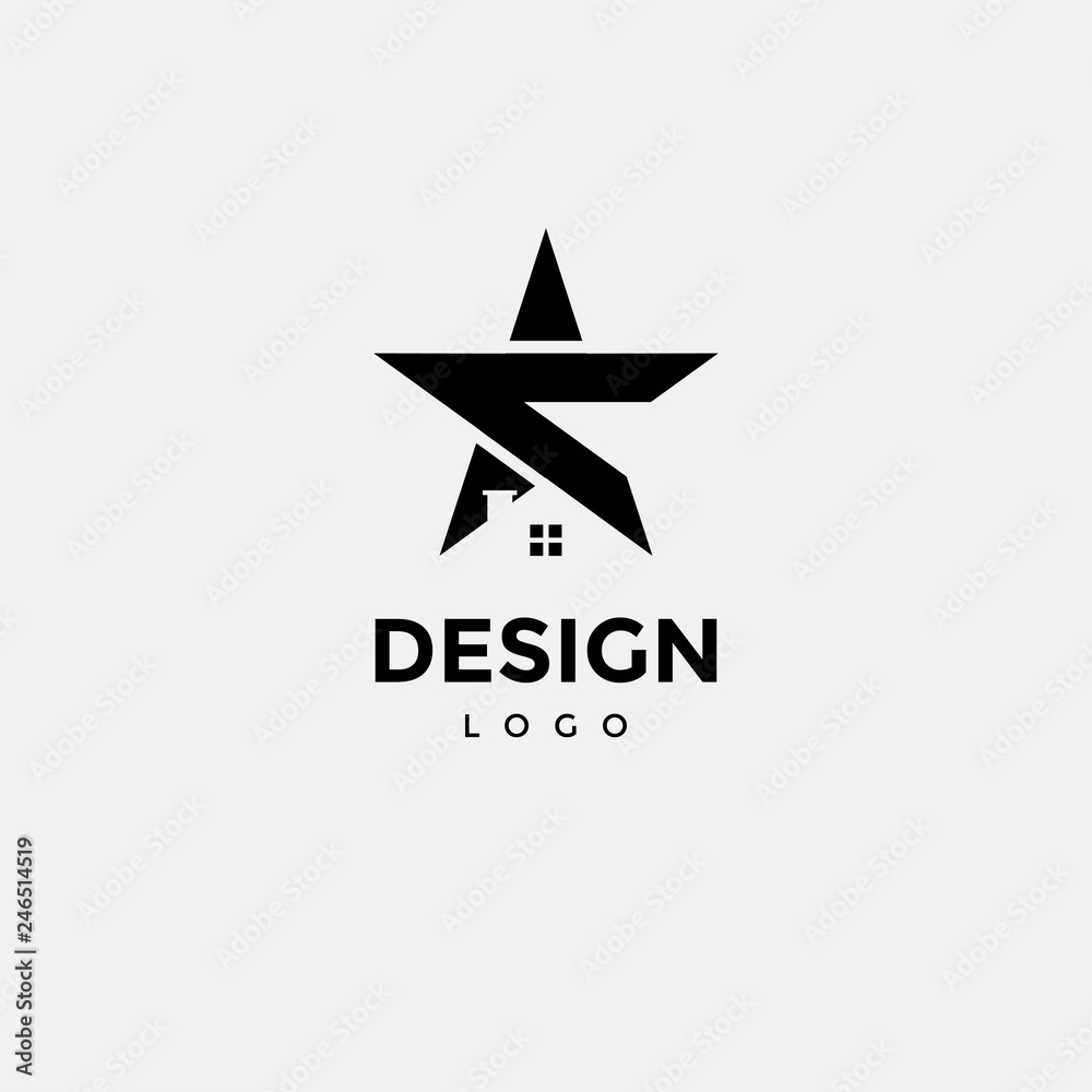 Vector logo design, star icon and home Vector logo design, star icon and home
