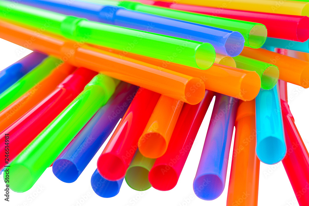 Straw multi color isolated on white background Straw multi color isolated on white background