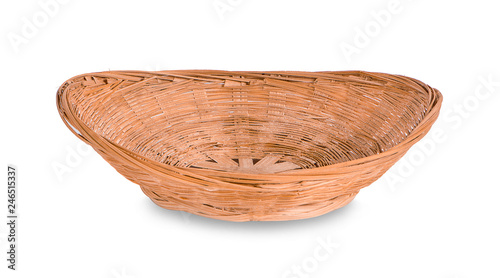 Bamboo basket isolated on white background