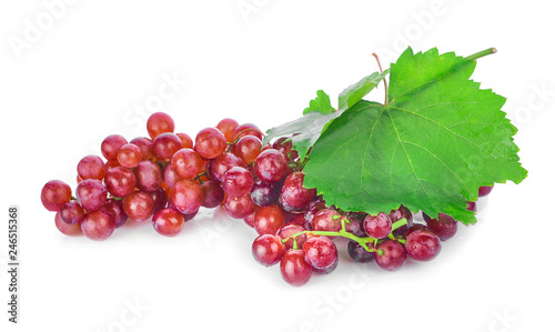 Red grapes isolated on white background