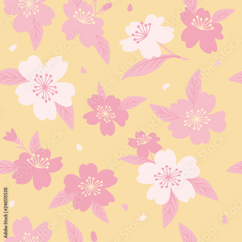 Pink cherry blossoms seamless pattern