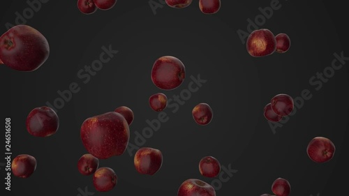 seamless loop of falling apples. 3d render