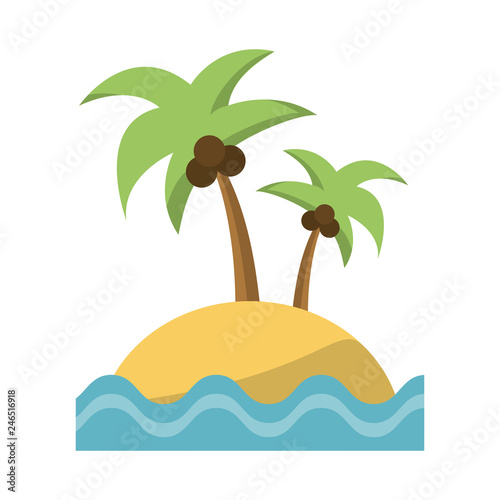 Palms on island cartoon
