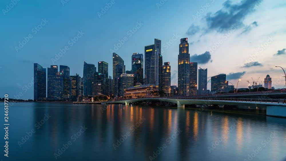 4K Timelapse Sequence of Singapore, Singapore - The skyline from Day to Night 4K Timelapse Sequence of Singapore, Singapore - The skyline from Day to Night