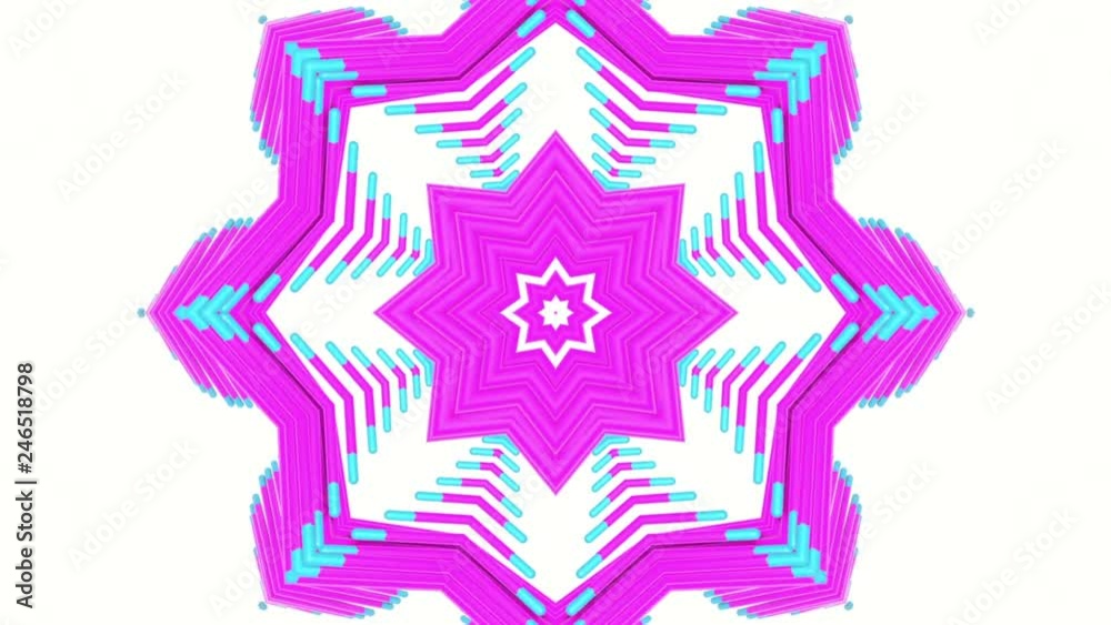 purple moving patterns on a white background. Animated three-dimensional kaleidoscope background. 3d render purple moving patterns on a white background. Animated three-dimensional kaleidoscope background. 3d render
