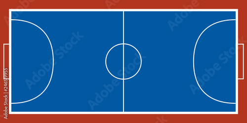 Aerial view of a futsal field