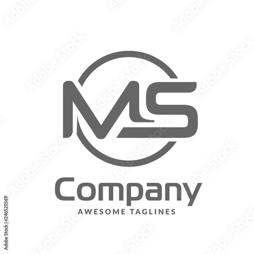 initial letter MS with circle logo vector illustration isolated on white background