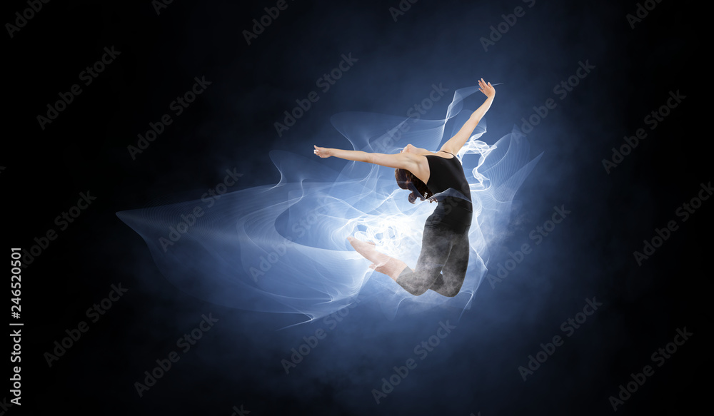 Gymnast girl in jump Mixed media Gymnast girl in jump Mixed media