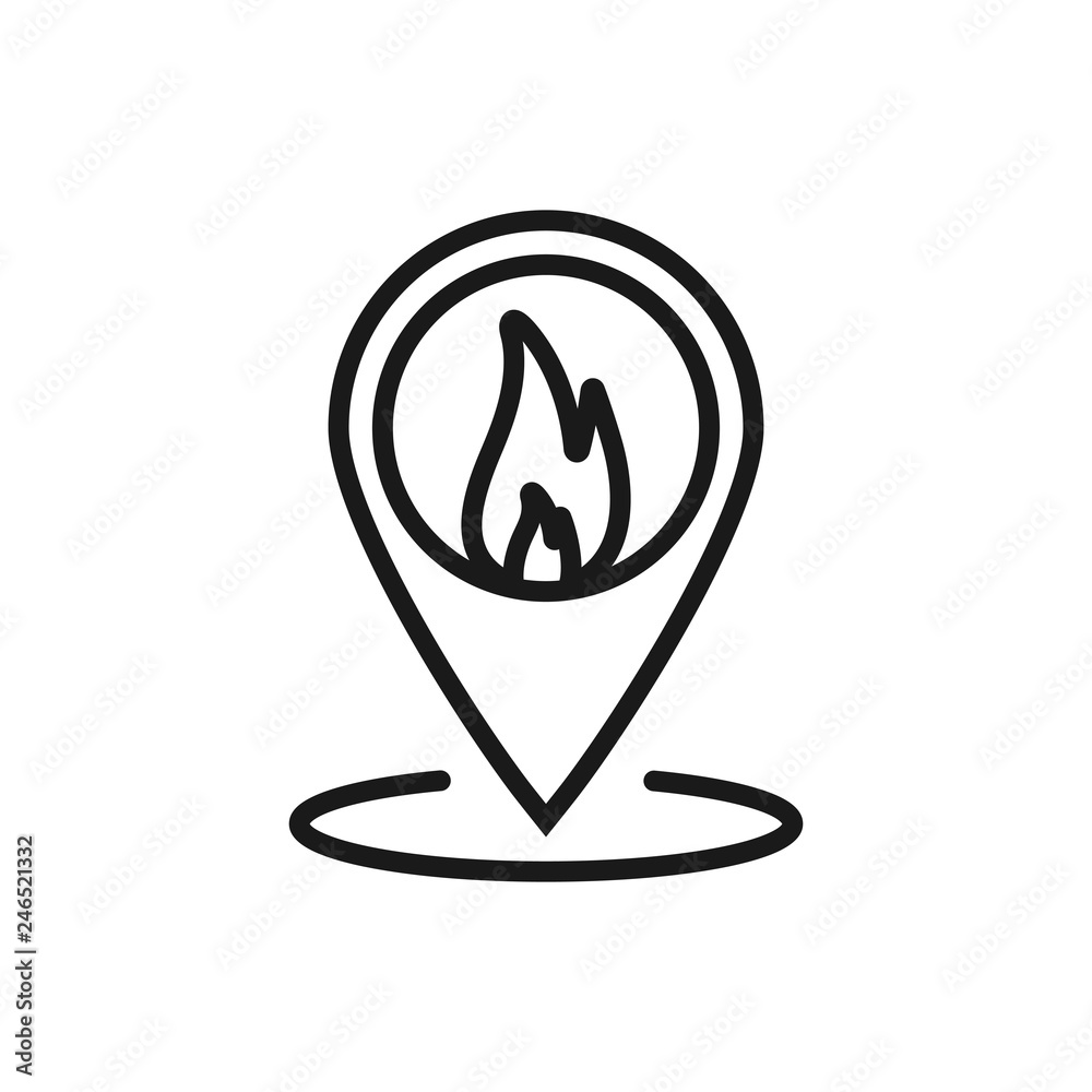 fire location. minimal thin line web icon. simple vector illustration outline. concept for infographic, website or app fire location. minimal thin line web icon. simple vector illustration outline. concept for infographic, website or app