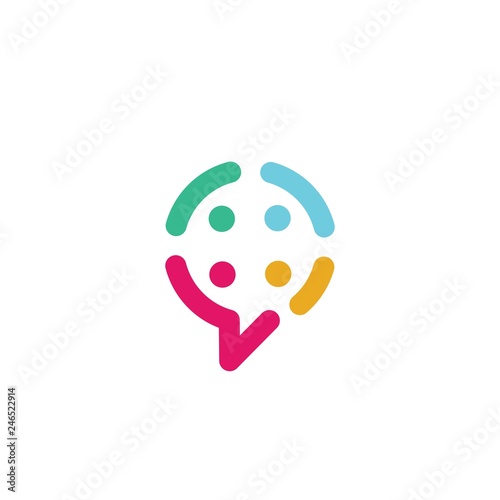 people family group community chat talk bubble logo vector icon