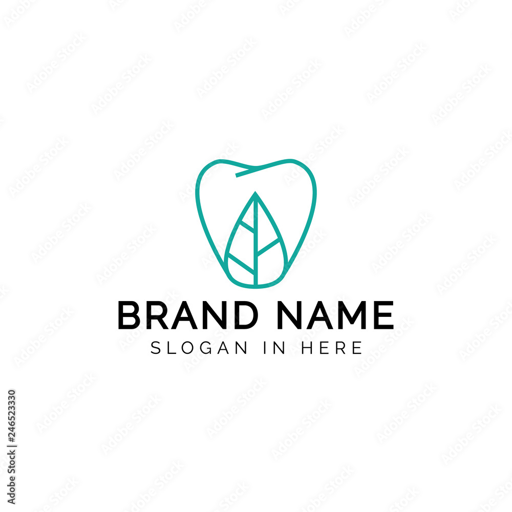 spring dental logo design template with line art shaped. vector design  illustration Stock Vector | Adobe Stock