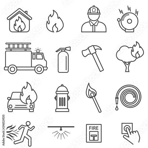 Fire line icon set