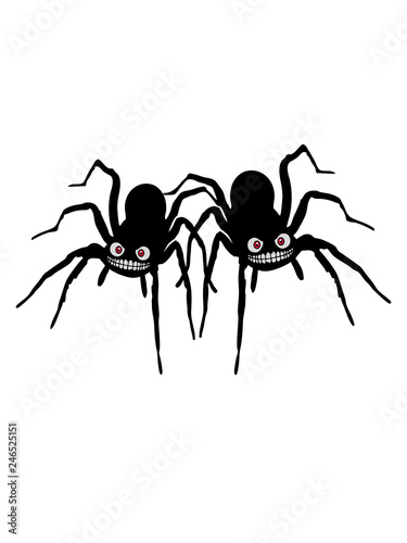 2 Freunde Team Paar Duo Grinsen Bose Klein Gesicht Spinne Vogelspinne Design Clipart Logo Ekelig Krabbeln Monster Horror Halloween Angst Stock Illustration Adobe Stock
