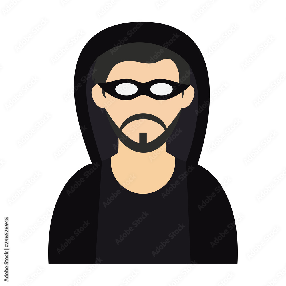 man face with mask and beard head man face with mask and beard head