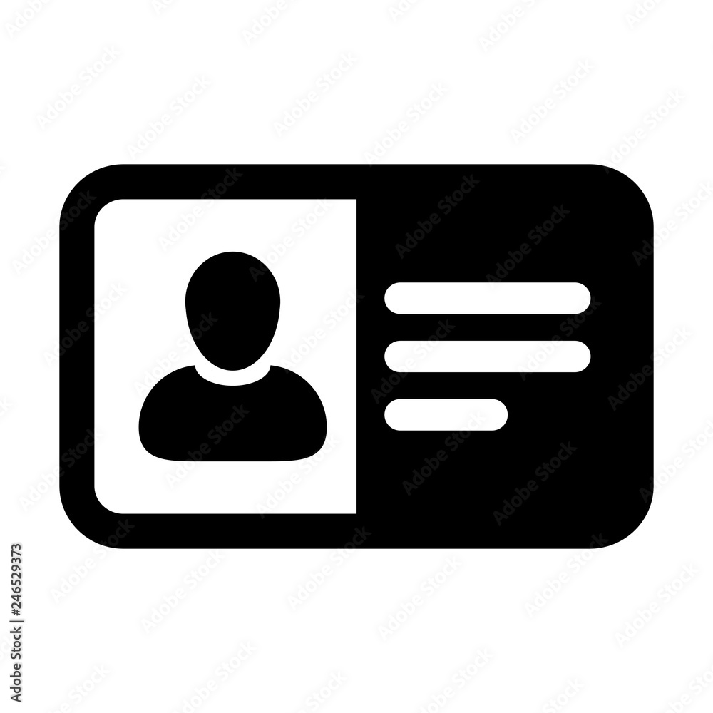 Person icon vector male user profile avatar symbol with identity card in flat color glyph pictogram illustration Person icon vector male user profile avatar symbol with identity card in flat color glyph pictogram illustration