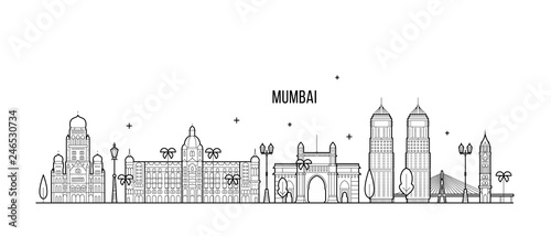 Mumbai skyline Maharashtra India city line vector photo