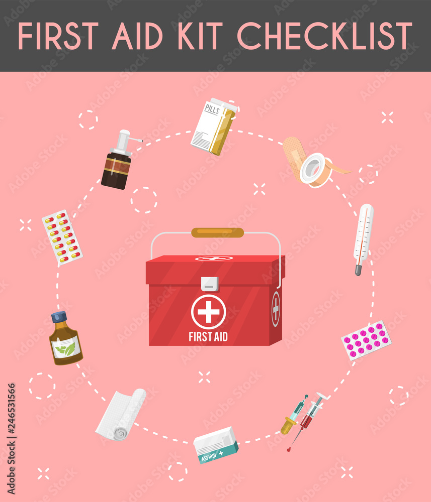 First Aid Kit Contents Clipart