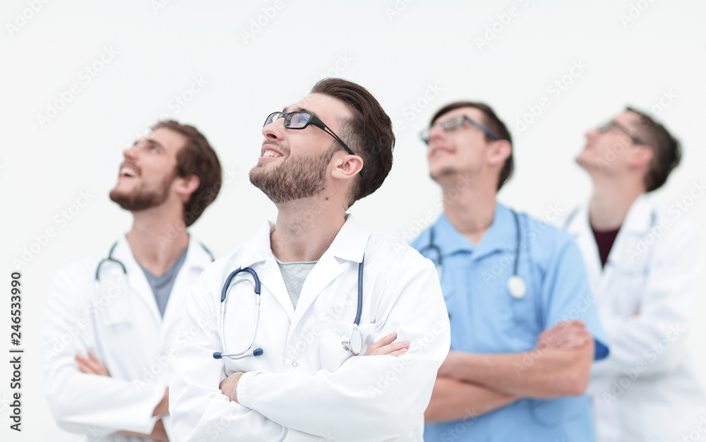 confident medical team looking at copy space confident medical team looking at copy space