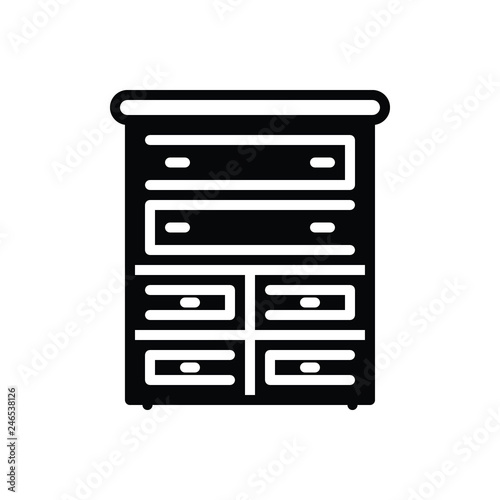 Black solid icon for  chest of drawers  