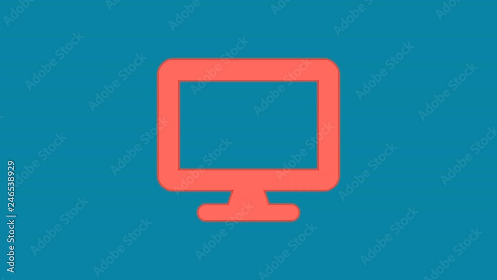 Behind the squares appears the symbol desktop. In - Out. Alpha channel Premultiplied - Matted with color RGB (8,132,164)