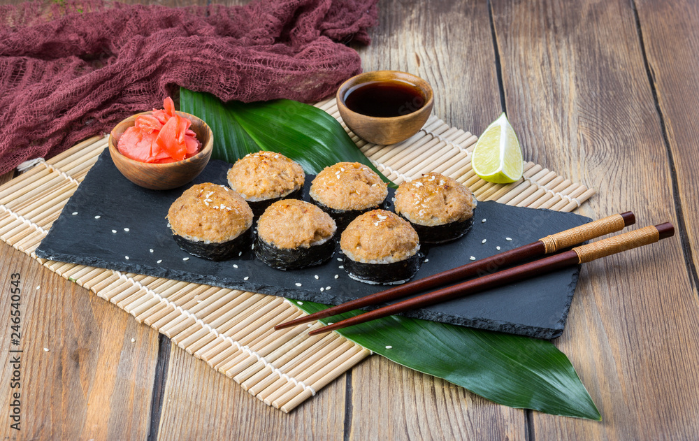 Homemade sushi rolls with tuna Homemade sushi rolls with tuna