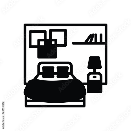 Black solid icon for bedroom 
