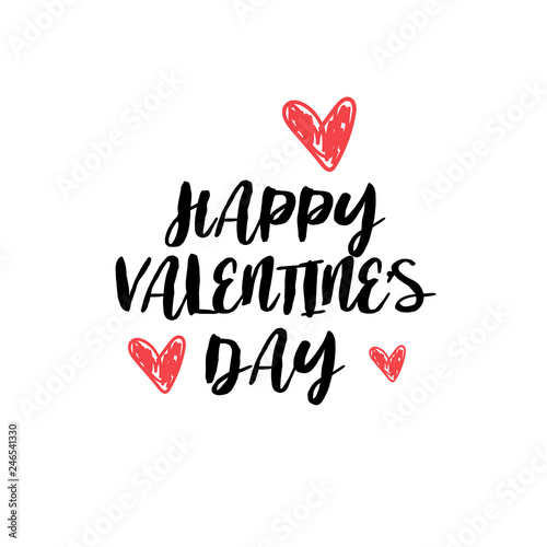 Happy valentines day concept holiday typography poster with hand drawn text heart shape isolated on white background