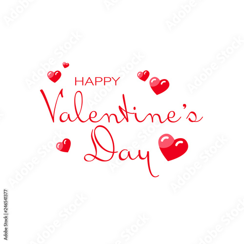 Happy valentines day concept holiday typography poster with hand drawn text heart shape isolated on white background
