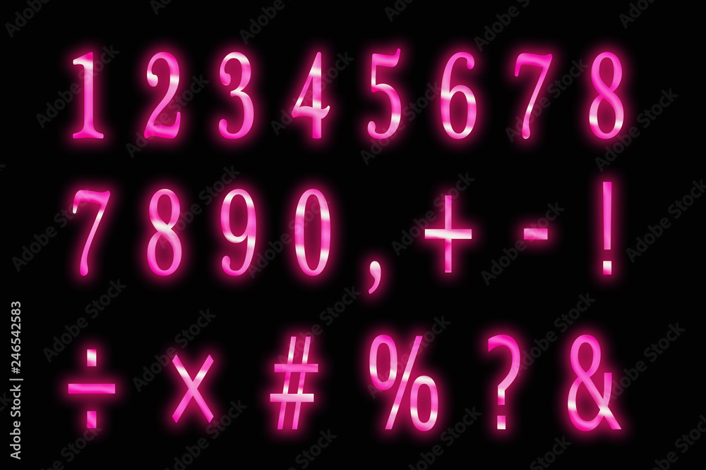 Neon numbers and symbols ネオンの数字と記号 Neon numbers and symbols ネオンの数字と記号