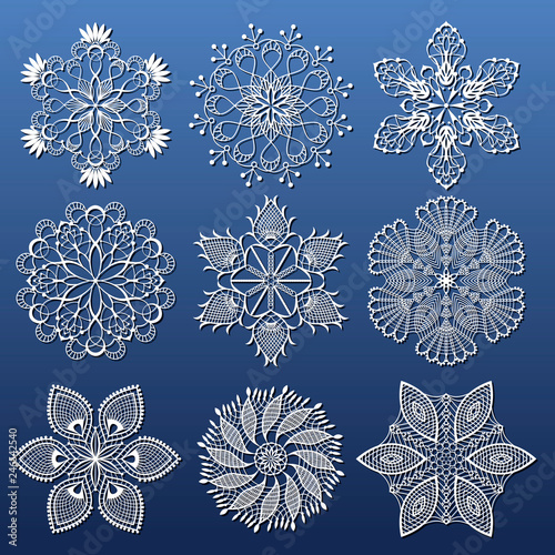 set of white snowflakes for decorating