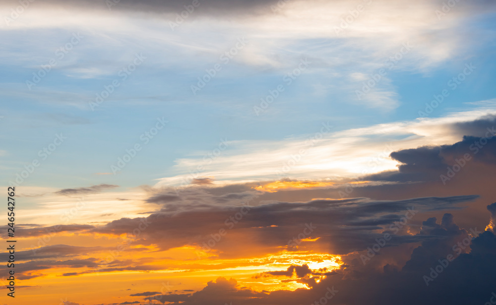 Colorful of sunset on sea scape background