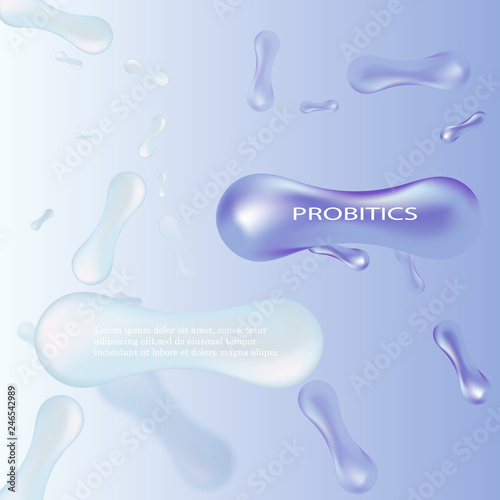 Probiotics bacteria vector illustration. Biology, science background. Medicine and treatment.