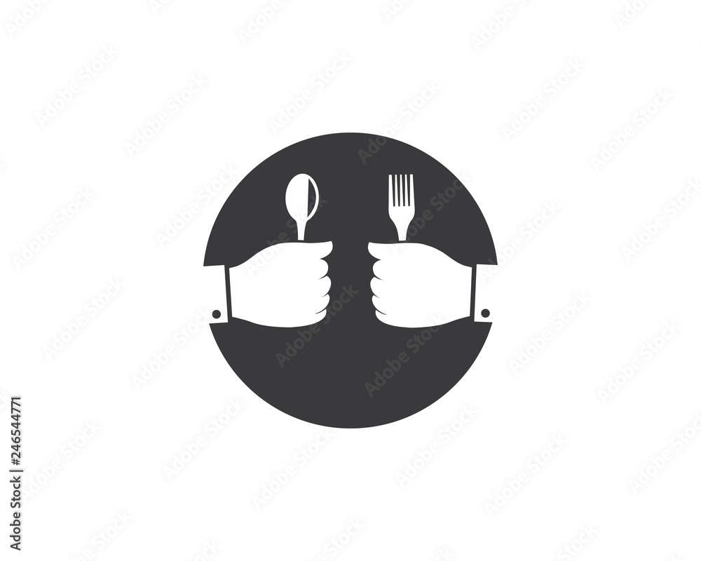 fork and spoon in hand logo vector illustration fork and spoon in hand logo vector illustration