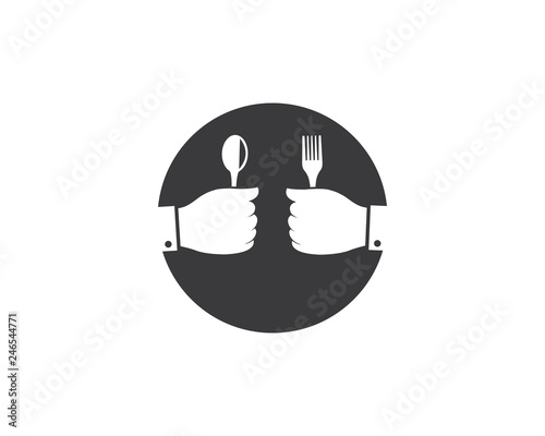 fork and spoon in hand logo vector illustration