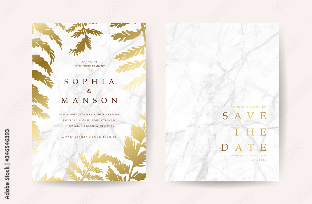 Luxury marble wedding invitation card design