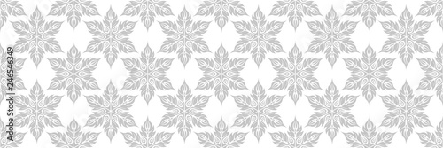 Floral seamless pattern. Gray design on white background