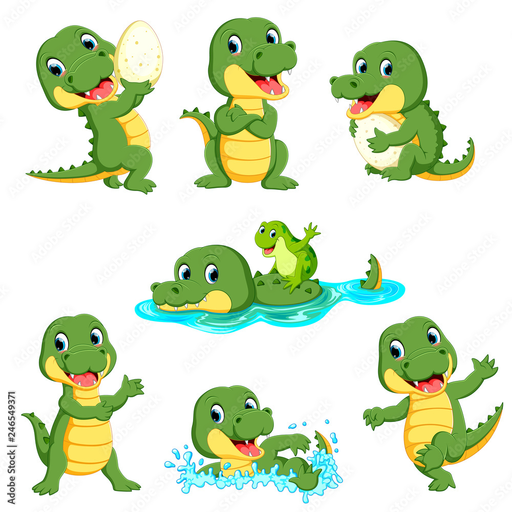 Obraz premium collection of cute alligator character cartoon
