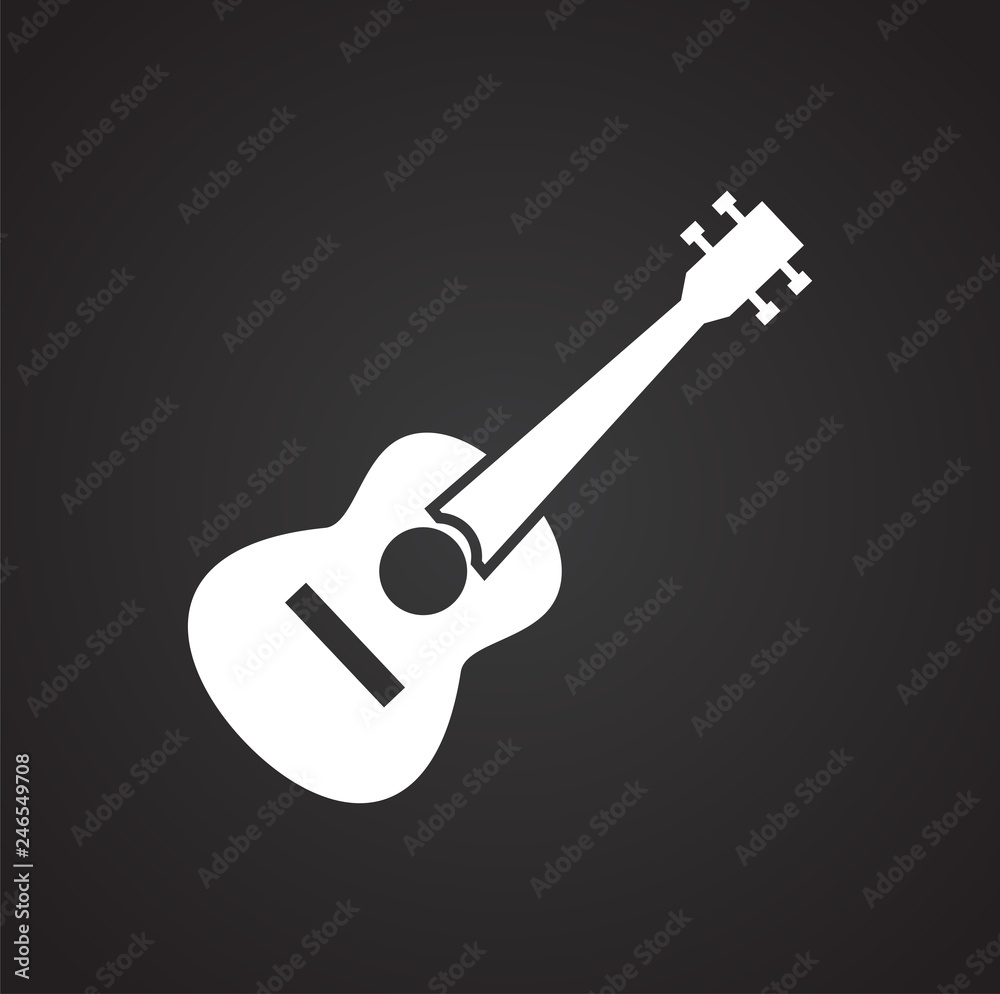 Guitar icon on black background for graphic and web design, Modern simple vector sign. Internet concept. Trendy symbol for website design web button or mobile app Guitar icon on black background for graphic and web design, Modern simple vector sign. Internet concept. Trendy symbol for website design web button or mobile app
