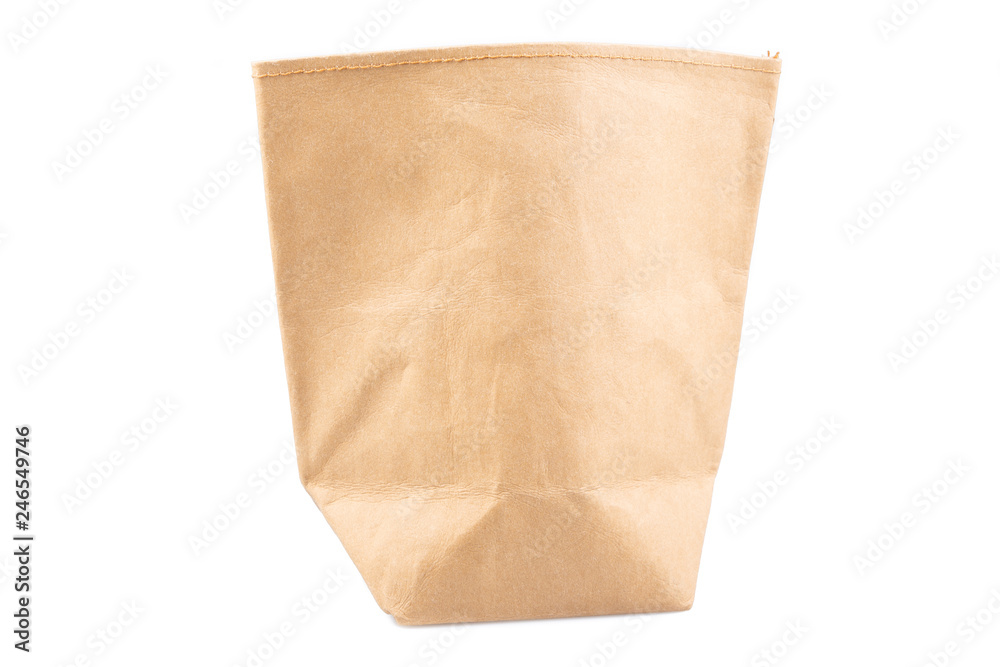 disposable bag of kraft paper on white background disposable bag of kraft paper on white background