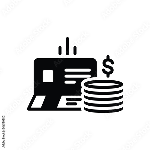 Black solid icon for bankbook 