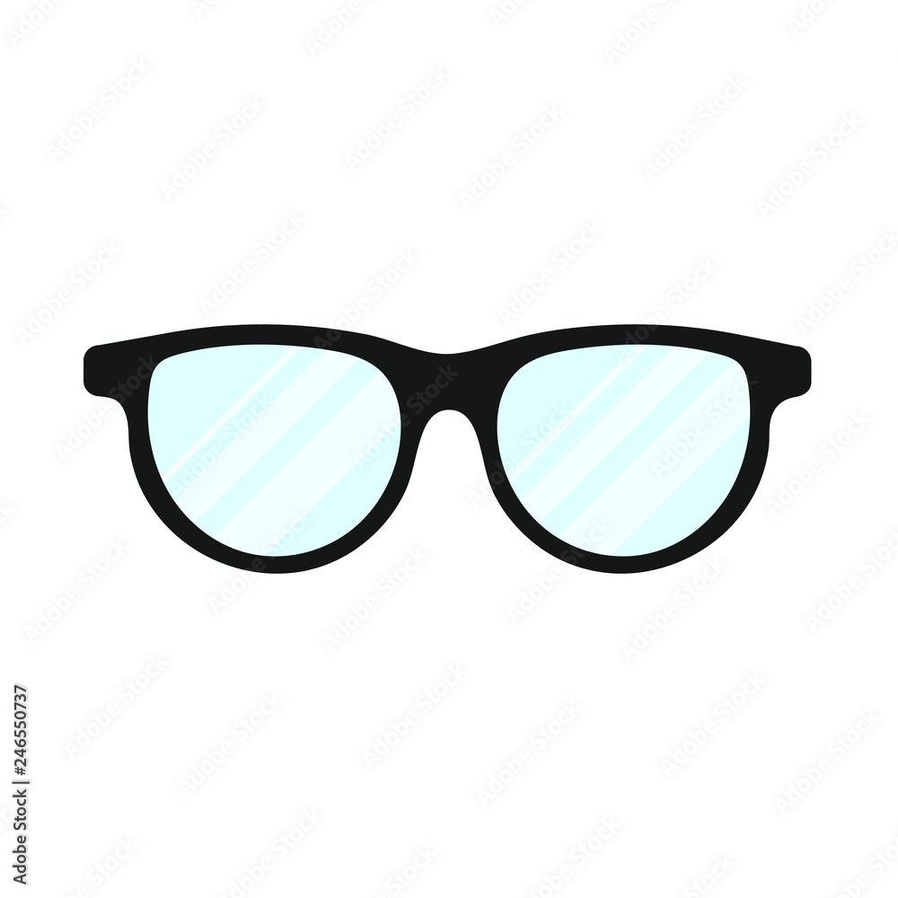 Nerd eye glasses flat style icon sign vector illustration isolated onwhite background. Nerd eye glasses flat style icon sign vector illustration isolated onwhite background.