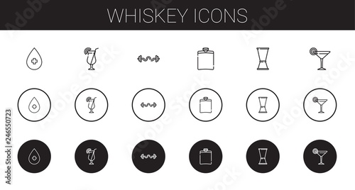 whiskey icons set