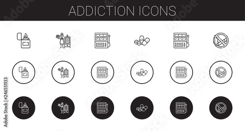 addiction icons set
