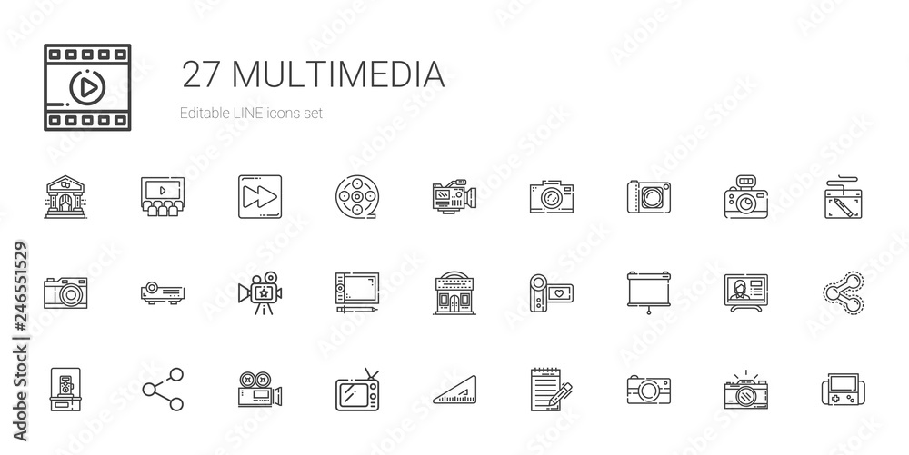 multimedia icons set multimedia icons set