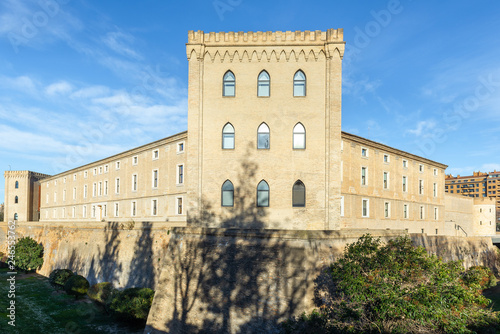 Aljaferia Palace, a fortified medieval Islamic palace in Zaragoza city, Aragon, Spain photo