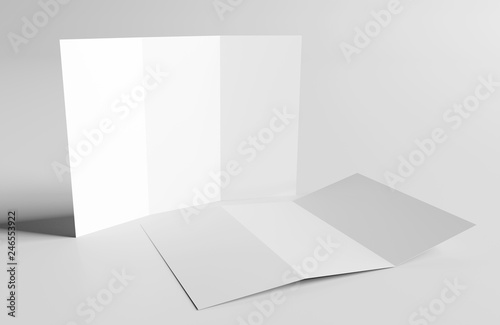 Trifold Brochure Mock up - 3d rendering © Production Perig