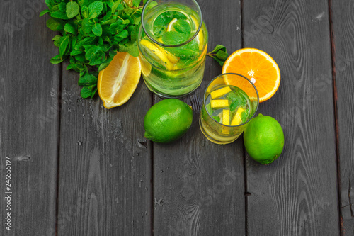homemade lemonade with lime and mint