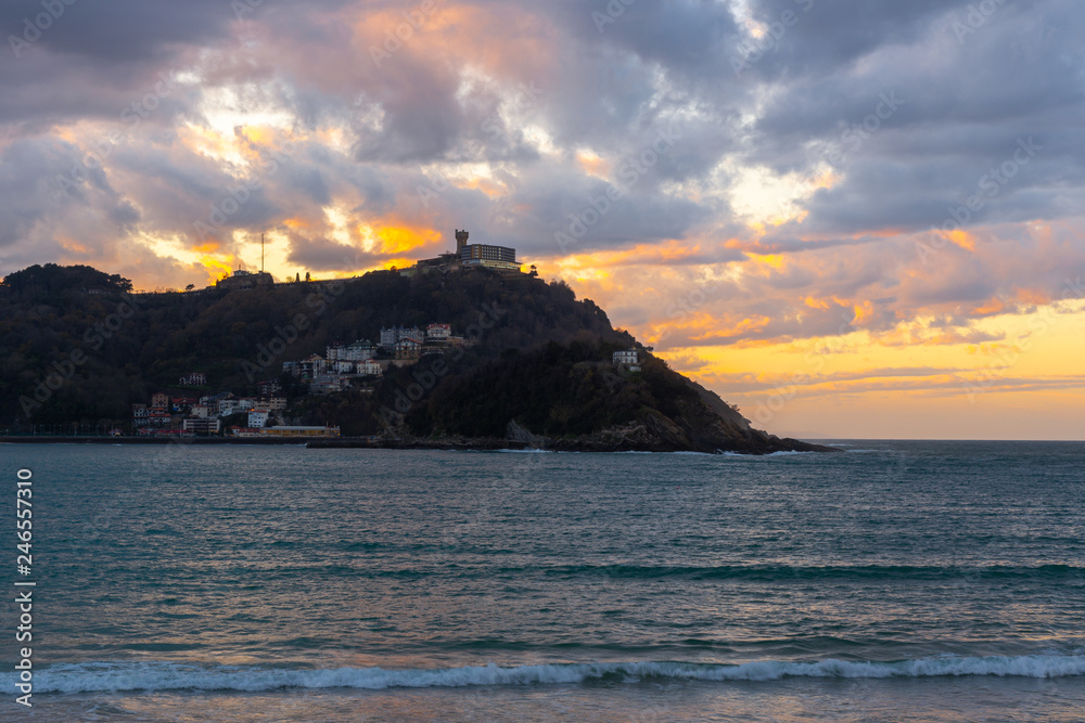 Bay of San Sebastian at sunset, Basque Country, Spain Bay of San Sebastian at sunset, Basque Country, Spain