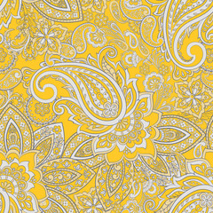 Fotobehang Paisley patronen Fantasie paisley met bladeren batik  © antalogiya