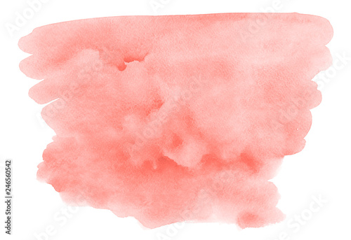Living Coral Pantone beautiful abstract watercolor art hand paint on white background, paper textures for logo.